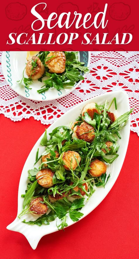 If you've never had seared scallops, you haven't lived. Seven Fishes Recipes, Seven Fishes Christmas Eve, Feast Of 7 Fishes, Scallop Salad, Italian Christmas Eve, Feast Of Seven Fishes, Scallops Salad, Feast Ideas, Feast Of The Seven Fishes