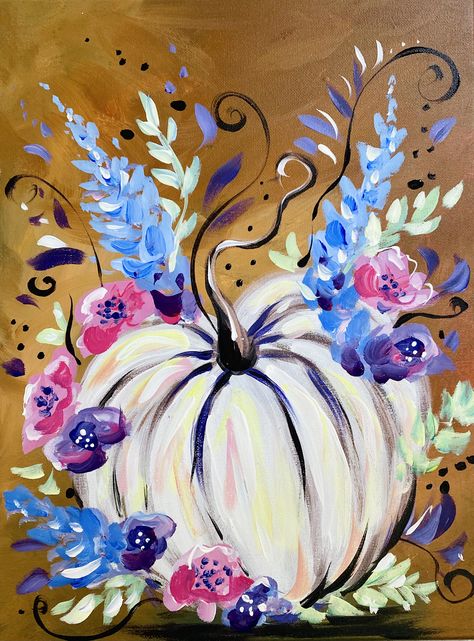 Join us for an evening of creativity and fun at Max Taps Co. in Highlands Ranch! Local artist Michelle Smith will be leading a Paint Nite event where you can unleash your inner artist while sipping on delicious craft beer. Michelle will guide you step-by-step in creating a beautiful painting that you can proudly display in your home. No experience is necessary, just come ready to have a great time and discover your hidden talents. Grab your friends and join us for a night of painting, drinks, and good company at Max Taps Co.! Paintings People Will Buy, Acrylic Paintings Autumn, Paint Night Pictures, Pumpkin Fall Painting, November Paint And Sip Ideas, Fun Paint Night Ideas, Purple Painted Pumpkins, Pumpkin Paint And Sip, Fall Paint Night Ideas Step By Step