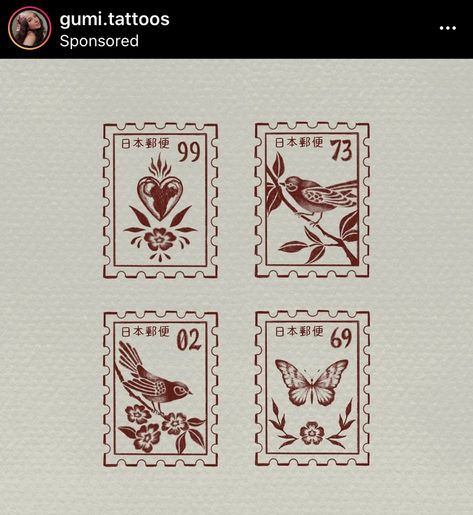 Heart Postage Stamp Tattoo, Vintage Post Stamp Tattoo, Butterfly Postage Stamp Tattoo, Cherry Postage Stamp Tattoo, Oval Stamp Tattoo, Post Sticker Tattoo, Post It Stamp Tattoo, Bird Stamp Tattoo, Butterfly Stamp Tattoo