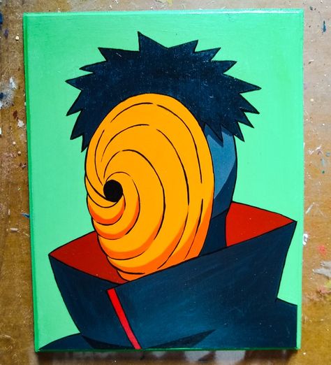 Easy Anime Painting Ideas On Canvas, Naruto Easy Painting, Naruto Painting Easy, Obito Painting, Supw Project, Naruto Painting Ideas On Canvas Easy, Anime Canvas Painting Easy, Naruto Canvas Art, Naruto Painting Ideas On Canvas