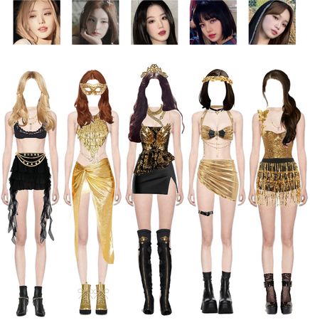 Ideas For Blonde Hair, Venus Outfits, Golden Outfit, Kpop Fits, Preformance Outfits, Outfit Png, Side Ponytail, Gold Outfit, Hair Png