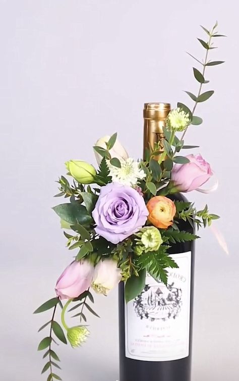 Decoration With Wine Bottles, Wine Floral Arrangements, Floral Wine Bottle, Wine Flower Arrangements, Wine Glass Flower Arrangement, Wine Bottle Floral Arrangements, Wine Flower Bouquet, Wine Bottle Flower Arrangements, Wine With Flowers