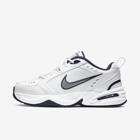 Nike Air Monarch IV sets you up for working out with durable leather on top for support. Lightweight foam teams up with Nike Air cushioning for comfort in every stride. Nike Monarch, Mens Gym Shoes, Air Monarch Iv, Nike Air Monarch Iv, Nike Air Monarch, Men's Workout, Mens Training Shoes, Hype Shoes, Aesthetic Shoes