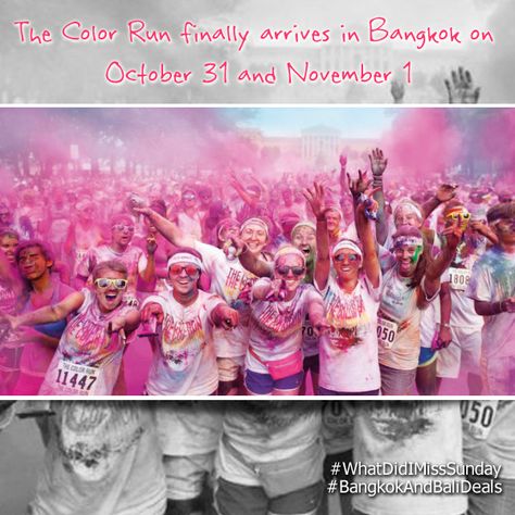 The Color Run finally arrives in Bangkok on October 31 and November 1! 5k Color Run, Running Exercises, Colour Run, Zombies Run, 17 Again, The Color Run, Happy Holi Wishes, London Bucket List, Holi Wishes