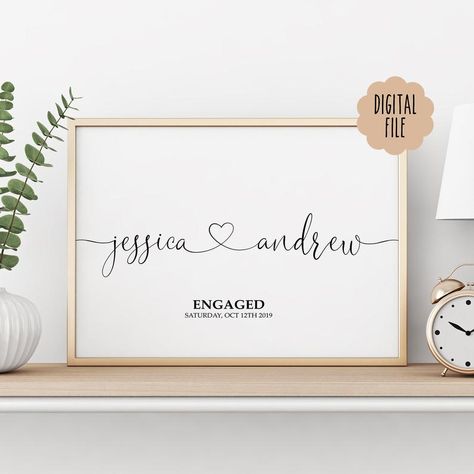 Cricut Engagement Gift, Engaged Announcement, Diy Engagement Gifts, Newly Engaged Gift, Graphic Design Gifts, Engagement Gifts Newly Engaged, Perfect Engagement Gifts, Personalized Engagement Gifts, Engaged Couple