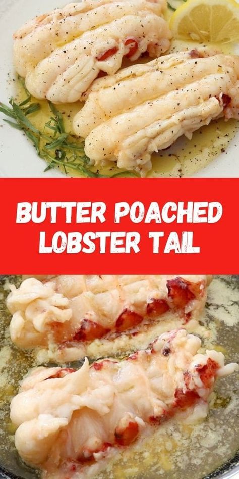 Indulge in the ultimate luxury with this butter poached lobster tail recipe! Gently cooked in a rich, buttery bath, this dish delivers tender and flavorful butter poached lobster meat every time. You can prepare butter poached lobster tail in shell for an elegant presentation or enjoy it simply as decadent butter poached lobster. Perfect for special occasions, these lobster tail recipes are sure to impress with every bite! Butter Poached Lobster Tails, Poached Lobster Tail Recipe, Small Lobster Tail Recipe, Dinner Salmon Recipes, Poached Lobster Tail, Lent Dinner Ideas, Lobster Tail Recipes, Dinner Ideas Seafood, Butter Poached Lobster Tail