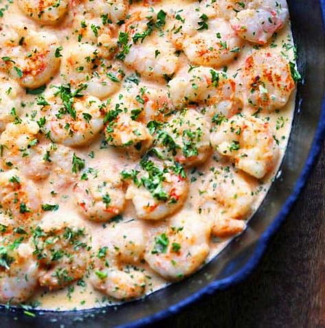 Quick And Easy Healthy Dinner Recipes Clean Eating Low Carb, Shrimp In Cream Sauce, Shrimp Dinners, Cream Sauce Recipe, Keto Seafood, Menu Sarapan Sehat, Flavorful Shrimp, Recipes Shrimp, Dinner Keto