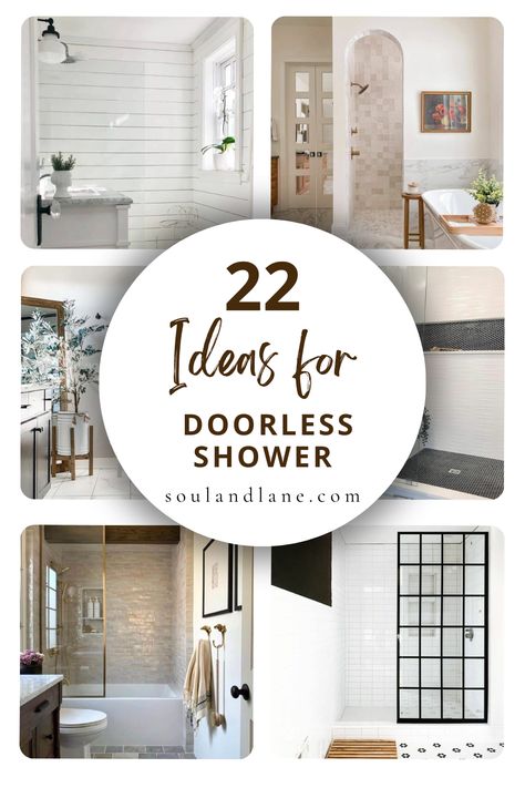 Consider a curbless entry for a sleek, modern look that enhances accessibility and ease of cleaning. Use textured tiles for the shower floor to add visual interest and slip resistance, complementing the smooth surfaces of the walls. For a touch of nature, integrate greenery with moisture-loving plants or a vertical garden wall. Strategically placed skylights or frosted windows can flood the space with natural light, enhancing the airy, open feel. No Glass Door Shower Ideas, Wall Shower Walk In, Walk In Shower No Lip, All Tile Shower Walk In No Door, No Threshold Shower Master Bath, Walk In Shower No Door No Glass Ideas, Showers With No Doors, Glassless Shower Walk In, Walkin Shower Ideas No Door