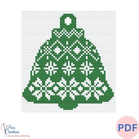 "Christmas Star Bell (Digital Format PDF), Christmas Cross Stitch, Bell Pattern, Digital Winter Pattern, Cross Stitch Pattern PDF, Ornament Cross Stitch, Christmas Pattern. Handmade home decor Choose these ornaments to infuse your holiday space with a touch of elegance and a dash of seasonal cheer. The same pattern can be stitched in other color combinations, canvas or plastic.  Christmas Bells announce arrivals, events, and special celebrations.   Bell size: This finished pattern is 61 x 58 sti Ornament Cross Stitch, Pattern Cross Stitch, Cross Stitch Christmas, Winter Pattern, Christmas Bell, Bell Ornaments, Stitch Christmas, Cross Stitch Patterns Christmas, Christmas Cross