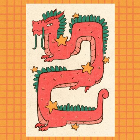 Year of the dragon! 🐉 A lil early but I was so excited to draw this dude ✨ #procreate #illustration #sketch #cuteart #dragon | Instagram Vintage Dragon Illustration, Cute Procreate Drawings, Dragon Illustration Art, Cute Dragon Illustration, Simple Christmas Drawings, Dragons Illustration, Simple Dragon Drawing, Dragon Draw, Procreate Sketches