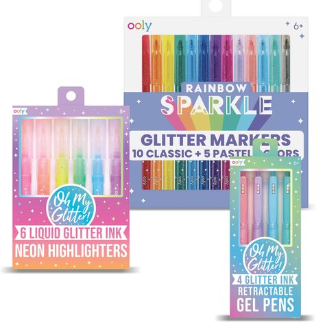 Highlighters Markers, Glitter Art, Pink Purple Blue, Glitter Pens, Pen Refills, Gifts For Teachers, School Stationery, Glitter Gel, Sparkles Glitter