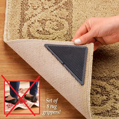 Reusable Slip Resistant Rug Grippers - Set of 8 Rug Gripper Diy, Rugs Slipping, Floor Carpet Tiles, Rug Tape, Affordable Storage, Dash And Albert Rugs, Carpet Rugs, Dash And Albert, Collections Etc