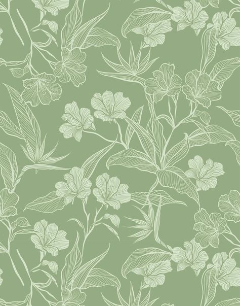 Green Phone Theme, Sage Green Background, Cozy Gamer, Classic Prints, Sage Green Wallpaper, Green China, Ios Wallpaper, Flower Outline, Floral Embroidery Patterns