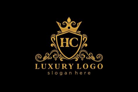 Initial HC Letter Royal Luxury Logo template in vector art for Restaurant, Royalty, Boutique, Cafe, Hotel, Heraldic, Jewelry, Fashion and other vector illustration. Boutique Cafe, Kitchen Cabinet Layout, Hotel Logo, Luxury Logo, Name Logo, Name Design, Gold Logo, Fashion Logo, Branding Design Logo