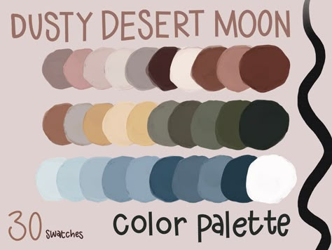 Ready to create? Now you are! With this handpicked color palette, your artistic wonders will come to life. This palette includes 30 beautiful colors for you to use for your jolly good designs. Dusty Desert Moon, here we go!  What's included?? 1 swatch file compatible with Procreate 1 4x6 size digital art download How do I use this? - Files will be available for download immediately after purchase, if you have an issue, please message me and I will respond asap - Download directly from Etsy on safari browser if the Etsy app doesn't work  - Download directly to your iPad - Palette will automatically import to Procreate once you click on the swatch file Where can I use this palette? - Hey procreate users, this is for you! Unfortunately, if you are not a procreater, this will not work. What ca Dnd Color Palette, Moon Colour Palette, Moon Color Palette, Dusty Color Palette, Rh Dorm, Procreate Color Palettes, H20 Delirious, Procreate Palette, Moon Color