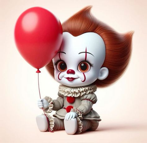 Horror Cartoon Characters, Cartoon Horror Characters, Baby Pennywise, Cute Pennywise, Baby Cartoon Characters, Horror Cartoon, Disney Horror, Halloween Wallpaper Cute, Halloween Kit