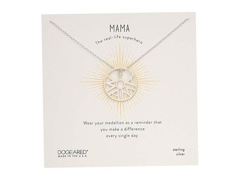 Dogeared Mama Mama Token Necklace (Sterling Silver) Necklace. Wear your medallion as a reminder that you make a difference every single day. Delicate chain necklace features pendant with MAMA script. Choose from sterling silver or gold-dipped sterling silver. Spring ring closure. 2 extender. Handcrafted in California. Each Dogeared Jewels necklace and bracelet is packaged in a sweet and sturdy gift box. Measurements: Chain Ci #Dogeared #Jewelry #Necklace #GeneralNecklace #Silver Dogeared Jewelry, You Make A Difference, Jewel Necklace, Crescent Moon Necklace, Necklace And Bracelet, Delicate Chain, Gold Dipped, Silver Spring, Moon Necklace