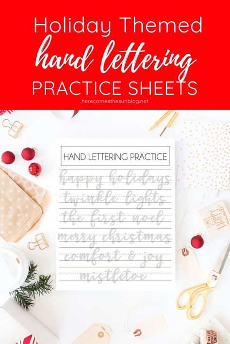 Practice your hand lettering with these free holiday hand lettering practice sheets. Simple Hand Lettering, Procreate Practice, Bounce Lettering, Hand Lettering Printables, Crafts Christmas Ideas, Christmas Chalkboard Art, Hand Lettering Practice Sheets, Lettering Practice Sheets, Lettering Worksheets