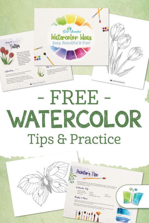 Free Watercolour Printables, Coloring Pages For Watercolor, Watercolor Practice Worksheet, Printable Watercolor Art Free, Watercolor Pages Free Printable, Easy Watercolor Projects, Printable Watercolor Coloring Pages, Free Watercolor Printable Templates, Watercolor Outlines Printable