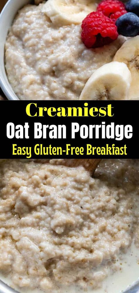 Creamiest Maple Oat Bran Recipe (Gluten-Free) Oat Bran Recipes Breakfast, Oat Bran Porridge, Bran Recipe, Mamagourmand Recipes, Oat Bran Recipes, Oat Bran Cereal, Gluten Free Cookbooks, Oat Bran, Low Histamine