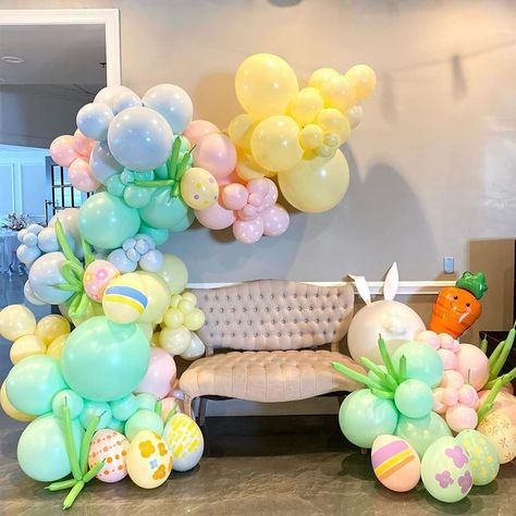 Easter Balloons Garland, Easter Balloon Decor, Easter Party Decorations, Party Balloons Diy, Easter Backdrops, Easter Party Decor, Garland Arch, Baby Shower Supplies, Easter Wishes