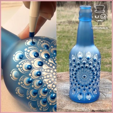 Turning a Water Bottle into Art 😍💧 ! | art, water bottle | Turning a Water Bottle into Art 😍💧 ! | By Simple Bottle Art Dot Painting, Mandala Art On Bottle, Mandala Painted Rocks, Art Water, Dot Mandala, Bullet Journal Art, Journal Art, Mandala Dots, Dot Art Painting