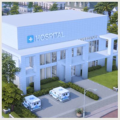 ღ Snowflake hospital center - EM_simblr Sims Hospital Build, Sims 4 Healthcare Mod, Sims 4 Birthing Center, Sims 4 Health Care Mod, Sims4 Hospital, Sims 4 Hospital Build, Sims 4 Hospital Cc, Bloxburg Hospital, Sims 4 Hospital