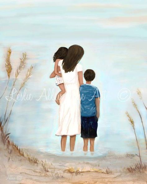 Mothers Day Drawings, Mother Painting, Mermaid Wall Art, Baby Boy Pictures, Mother Art, Mermaid Painting, Mom Art, Painting Artist, Boy Pictures