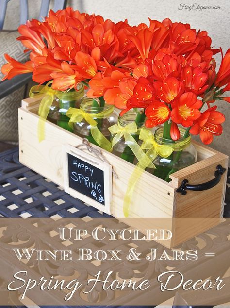 Welcome to Do Tell Tuesday! Do Tell Tuesday is the day of the week where WE get to see what you are up to! Share your projects, recipes etc. and take time to look around. Not a blogger? That’s ok, you can still take a look around and discover some new ideas and inspiration! Each … Read more... Wine Box Crafts, Spring Vases, Recycled Tin Cans, Recycled Tin, Wine Crate, Wine Bottle Diy, Painted Mason Jars, Primitive Decorating Country, Diy Centerpieces