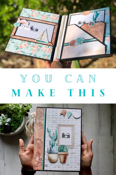 DIY Crafts Scrapbook mini album folio cactus paper crafts handmade from scratch tutorial class Stampin Up Mini Album Tutorials, Mini Album Tutorial Templates, Mini Album Page Ideas, Diy Mini Album Tutorial, Scrapbook Albums Tutorial, Pregnancy Scrapbook, Scrapbook Planning, Diy Mini Album, Diy Scrapbook Album