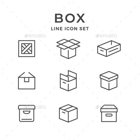 Set Line Icons of Box #icon #GraphicDesign #graphics #IconDesign #BestDesignResources Storage Logo Design, Storage Logo, Box Drawing, Resources Icon, Icon Package, Express Logo, Gift Illustration, Clever Tattoos, Box Icon