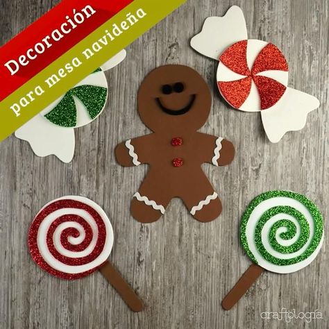 Christmas Diy Kids, Peppermint Candies, Gingerbread Crafts, Desk Decorations, Diy Christmas Tree Ornaments, Gingerbread Decorations, Candy Decorations, Candy Crafts, Xmas Diy