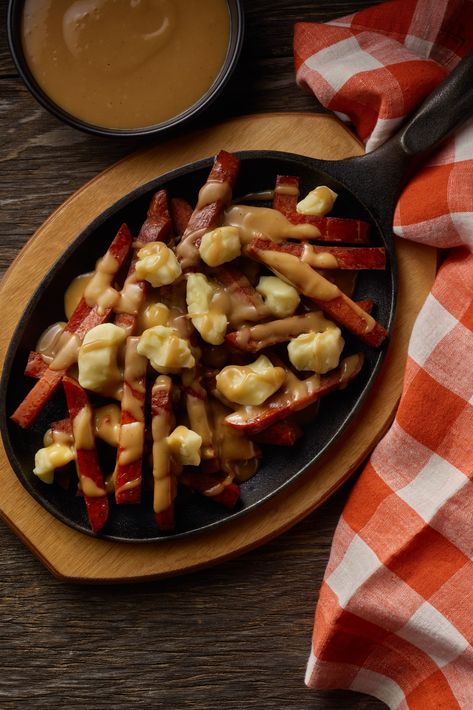 Enjoy a SPAMTASTIC™ spin on this Canadian classic, poutine features SPAM® Fries, cheese curds covered in a savory gravy. Make the SPAM® Fries with SPAM® Maple flavored for an extra dose of Canadian flavor! Spam Spread Recipes, Recipes Using Spam Meat, Spam Grilled Cheese, Spam Fries, Maple Spam, Fries Cheese, Spam Can, Spam Recipes, White Cheese