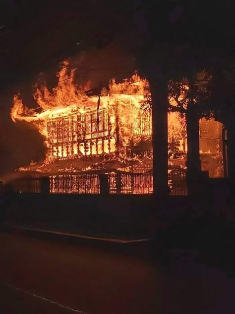 Malagasang in Imus Fire Mansion On Fire, Wagyu Objectified, Core Pfp, Burning Tree, Building On Fire, Fire Aesthetic, White Mansion, House On Fire, Burning House