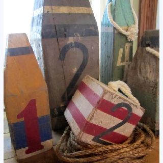 Bouys by Studio48 Buoys Art, Buoy Decor, Scrap Wood Art, 2023 Beach, Deco Marine, Diy Beach Decor, Easy Crafts To Sell, Nautical Crafts, Crab Shack