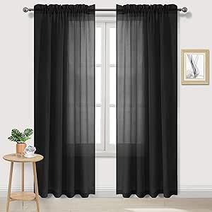 Black sheer curtains make a sexy sexy bedroom. Taupe Sheer Curtains, Black Sheer Curtains, Gray Sheer Curtains, Green Sheer Curtains, Semi Sheer Curtains, Sheer Linen Curtains, White Sheer Curtains, No Wrinkles, Privacy Curtains