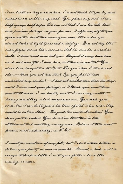 Captain Wentworth's impassioned letter to Anne Elliot in Jane Austen's "Persuasion". May I marry him? Anne Elliot Aesthetic, Book Paper Aesthetic, Page Of Book Aesthetic, Persuasion Jane Austen Aesthetic, Vintage Book Pages Aesthetic, Book Page Aesthetic, Vintage Stickers Printables, Book Paper Wall, Random Book Pages