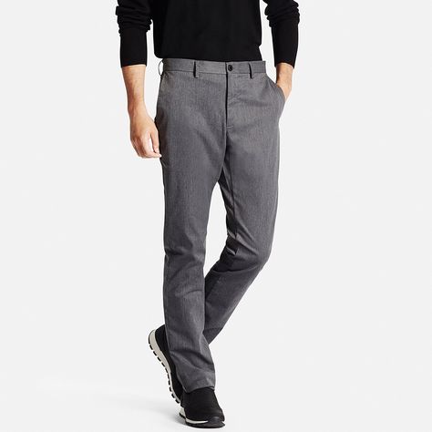 Uniqlo Slim Fit Chinos – summer dress pants for men Uniqlo Tshirts, Gray Trousers Outfit, Slacks Men, Dark Grey Chinos, Best White Jeans, Grey Chino, Grey Chino Pants, Gray Trousers, Trousers Outfit