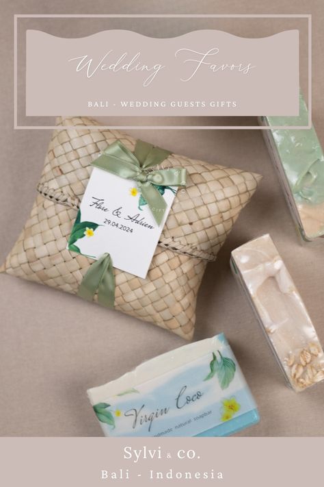 Add a touch of Bali's natural beauty to your destination wedding with our handmade natural soaps. Perfectly crafted wedding favors that will leave a lasting impression on your guests. Create your gift ideas & curated gift boxes & gift hampers by Sylvi & co. 📍Bali - Indonesia. 📧 sylviandco.id@gmail.com Bali Gifts Ideas, Handmade Natural Soaps, Natural Soaps, Bali Wedding, Curated Gift Boxes, Craft Wedding, Gift Hampers, Natural Soap, Wedding Favor