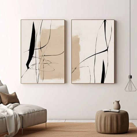 Modern Abstract Line Art Earth Tone Print Minimalist Black - Etsy Abstract Painting Earth Tones, Painting Earth Tones, Abstract Art Neutral, Beige Abstract Art, Neutral Abstract Art, Abstract Art Set, Minimalistic Wall Art, Simple Line Drawing, 1st Apartment