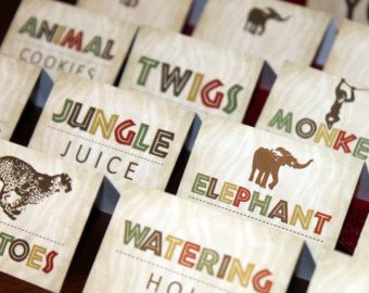 Safari Food Tags, Safari Table Tents, Safari Place Cards, Jungle Food Tags, Zoo Food Tags, Jungle Table Tents, Zoo Table tents Zoo Birthday Party Food, Safari Themed Food, Safari Food Labels, Safari Party Food Ideas, Safari Birthday Party Food, Safari Snacks, Jungle Food, Jungle Party Ideas, Safari Food