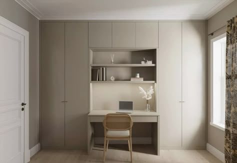 Closet Desk Combo, Ikea Desk Wardrobe, Home Office Wardrobe Ideas, Desk With Wardrobe Ideas, Home Office And Wardrobe Room, Dressing Office Room, Desk Closet Combo, Office Walk In Closet Combo, Office And Wardrobe Room Combo