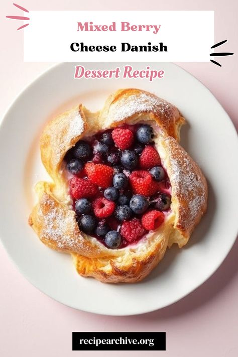 Mixed Berry Cheese Danish Puff Pastry Cheese, Puff Pastry Treats, Danish Recipes, Cheese Danish Recipe, Puff Pastry Cream Puffs, Cream Cheese Danish, Cheese Puff Pastry, Berry Breakfast, Cheese Danish