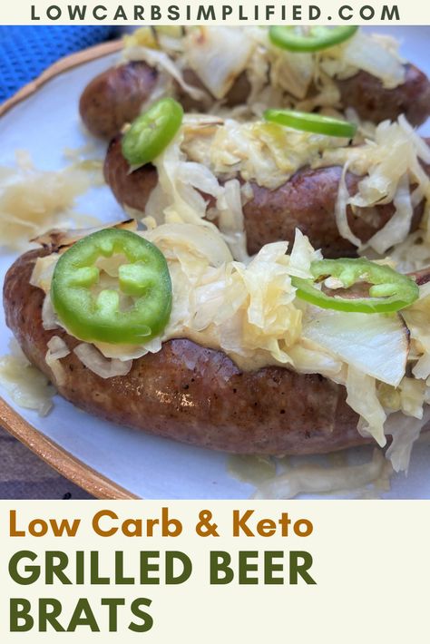 Yes, you can still enjoy grilled beer brats on a low-carb and keto diet! Brats are full of flavor and absolutely delicious with toppings! Keto Stuffed Brats, Keto Brats Dinner, Keto Brats Recipes, Keto Brats, Bratwurst Toppings, Delicious Grill Recipes, Optavia Meals, Brats Recipes, Keto Board