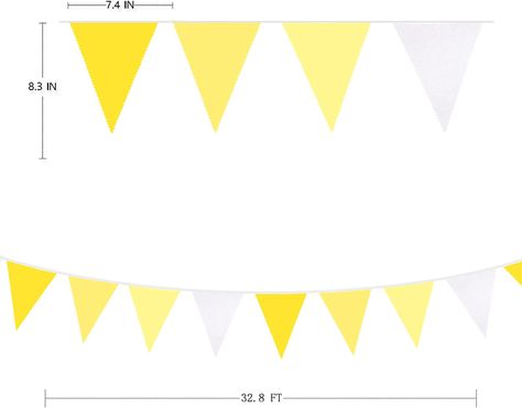 Yellow Party Decorations, Bee Sunflower, Triangle Flag, Lemon Theme, Birthday Flags, Yellow Party, Summer Banner, Pennant Banner, Pennant Banners