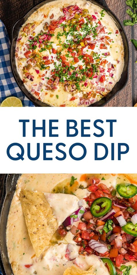 Skillet Queso Recipe, Best Queso Dip, Skillet Queso, Cast Iron Recipes Dinner, Iron Meals, Best Queso, Cast Iron Skillet Recipes Dinner, Cast Iron Skillet Cooking, Best Cast Iron Skillet