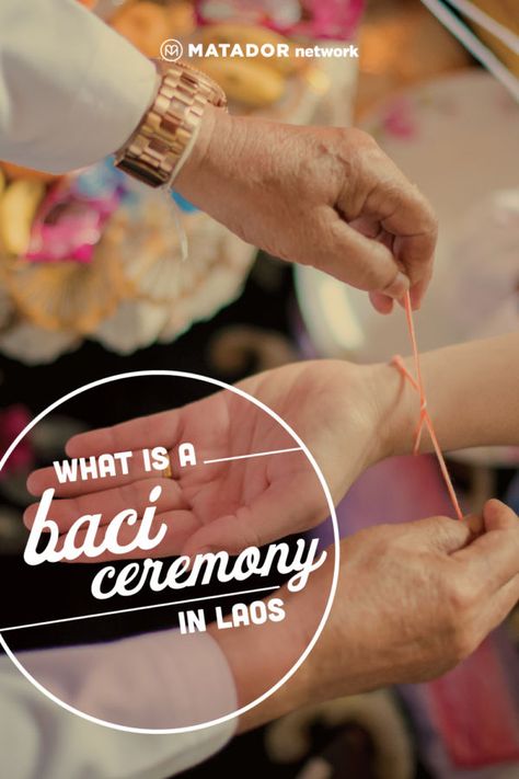 A baci is a traditional good luck ceremony in Laos. It involves a centerpiece around which family members sit, chant, hold strings, and feast. Baci Ceremony Laos, Lao New Year, Lao Wedding, Laos Culture, Laos Wedding, Mood Calm, New Years Traditions, Boiled Chicken, Orange Decor