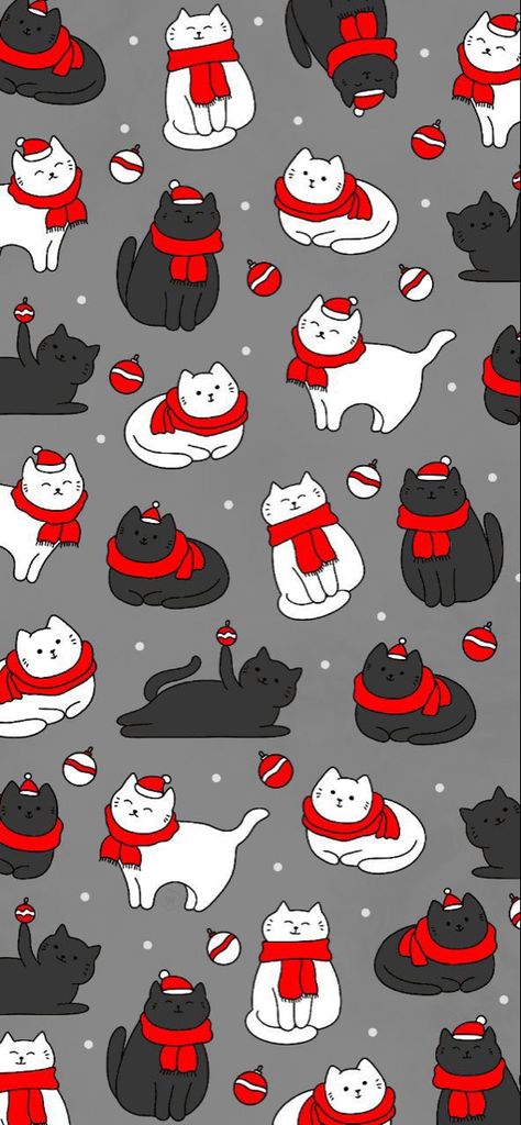 Christmas Snowflakes Wallpaper, Wallpapers Cat, Cat Pattern Wallpaper, Wallpaper Gatos, Christmas Kitties, Holiday Backdrop, Wallpaper Cats, Cat Drawings, Cat Background