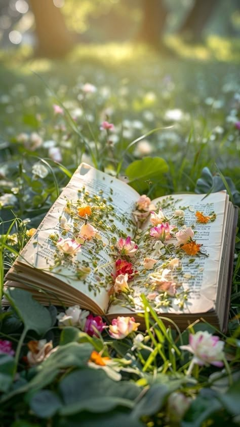 Book With Flowers, An Open Book, I Love Nature, Book Flowers, Wallpaper Nature Flowers, Wallpaper Nature, Spring Aesthetic, Book Images, Nature Flowers