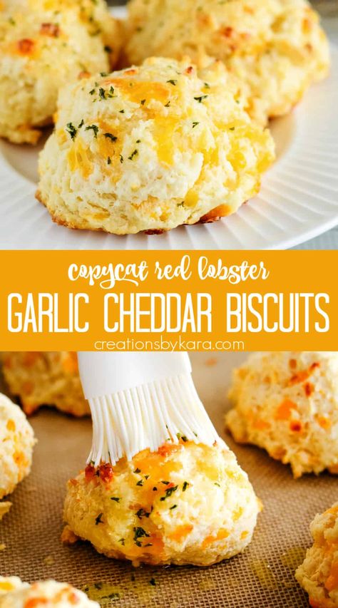 Easy Copycat Red Lobster Biscuits are ready in just over 20 minutes, and they make a perfect side dish! #redlobsterbiscuits #cheddarbaybiscuits #garliccheesebiscuits #cheddarbiscuits #biscuits -from Creations by Kara Cinnamon Raisin Bread Recipe, Traditional Bread Recipe, Red Lobster Cheddar Bay Biscuits, Knead Bread Recipe, Easy To Make Appetizers, Best Bread Recipe, Quick Appetizers, Easy Bread, Starters Recipes